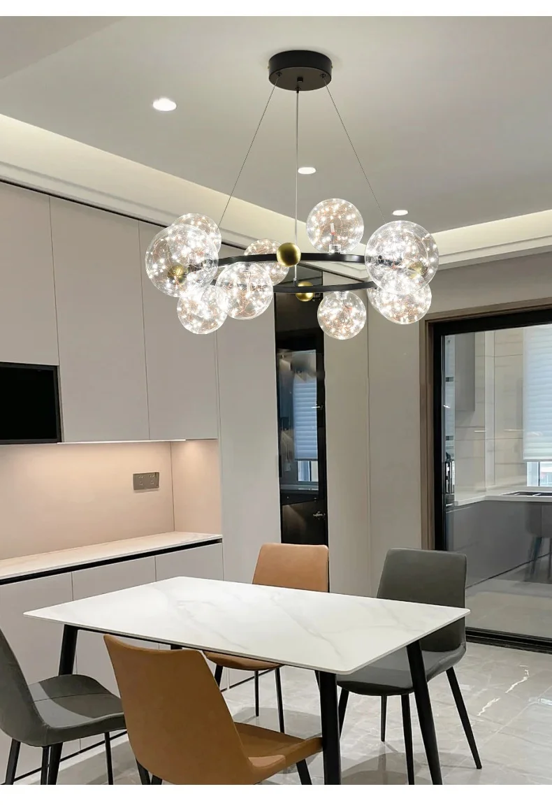 Dining Room LED Dimmable Pendant Lights Straight Metal
