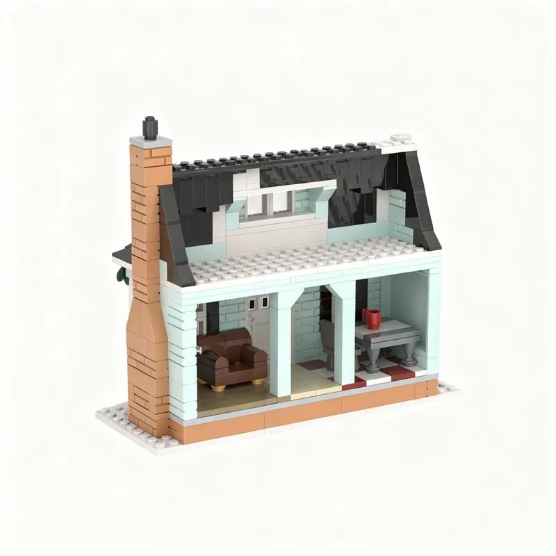 463-teiliger MOC Saisonaler Weihnachts-Winterbungalow 1 Modellbausatz Architektur-Spielzeug Weihnachtsgeschenk Bildungs-Bausteine Idee