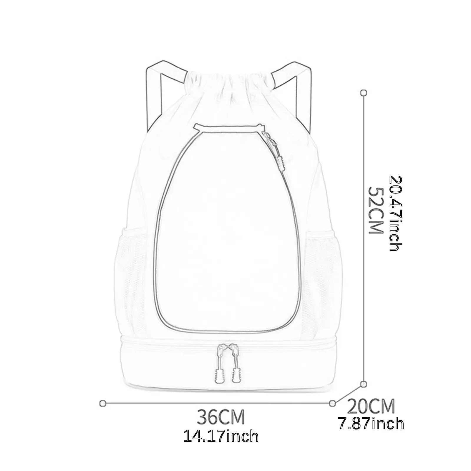 

Tennis Backpack Drawstring Closure Multifunctional Portable Sports Backpack