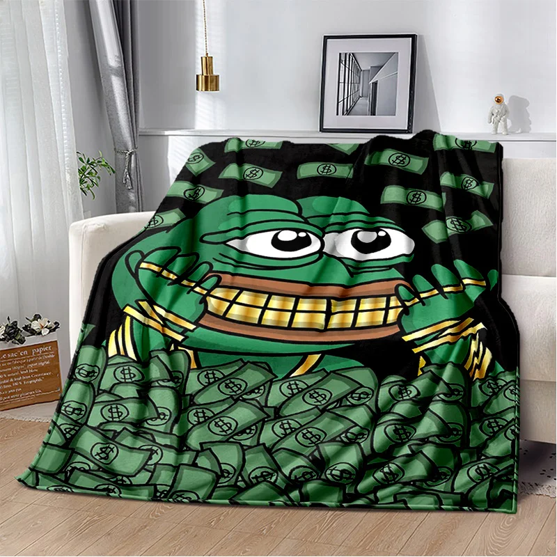 

3D Pepe The Frog Face Cartoon Blanket,Soft Throw Blanket for Home Bedroom Bed Sofa Picnic Travel Office Rest Cover Blanket Kids