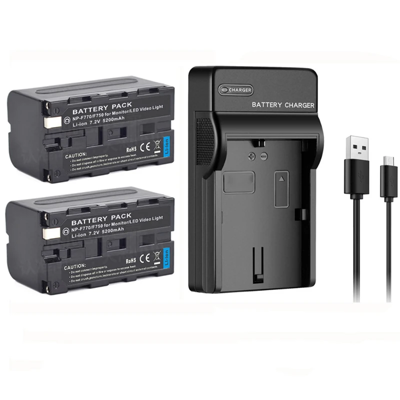 5200mAh NP-F750 NP-F770 NPF750 NP F750 NP F770 Battery + USB Charger for Sony NP F960 F970 F550 F570 F530 F930 F950 F770 F330