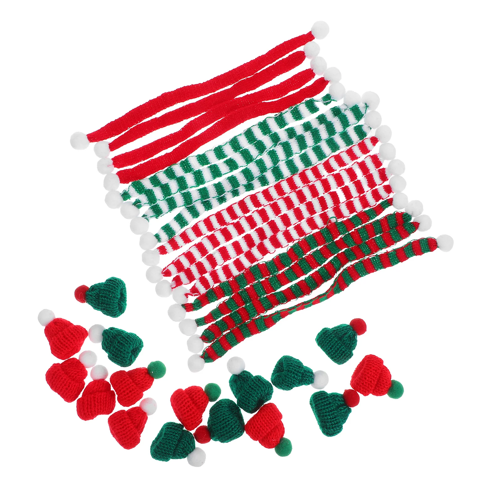 

32Pcs Mini Christmas Knit Bottle Hat and Scarf Set Miniature Xmas Holiday Party Decoration Tiny Knitted Caps for Bottle Covers