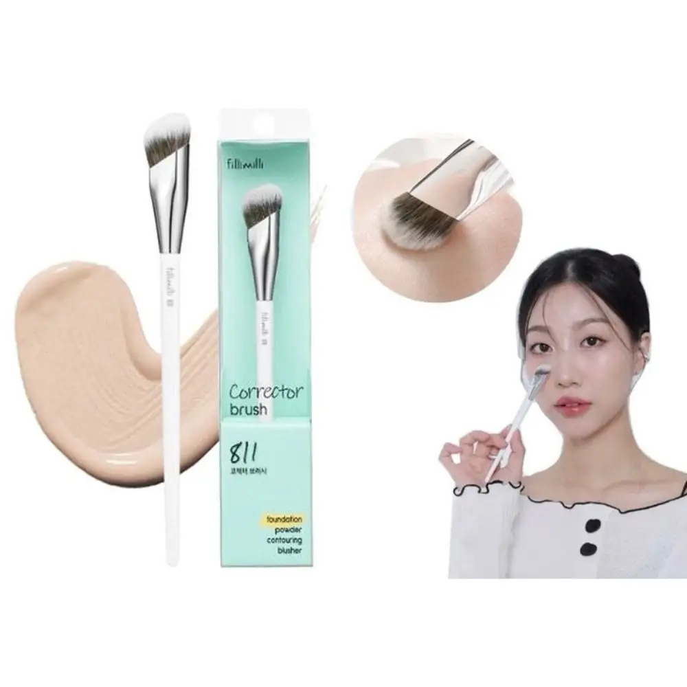 Schuine kop Gezicht Foundation Borstels Witte kleur Corrector Corrector Brush Foundation Concealer Contour Beauty Tool