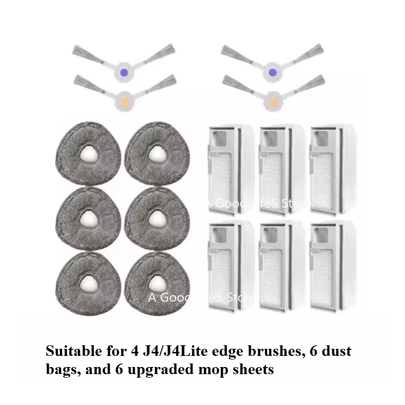 交換用アクセサリーキット-yunjing-j4-j4lite-掃除機モップダストバッグフィルターメインローラーブラシカバープレート用