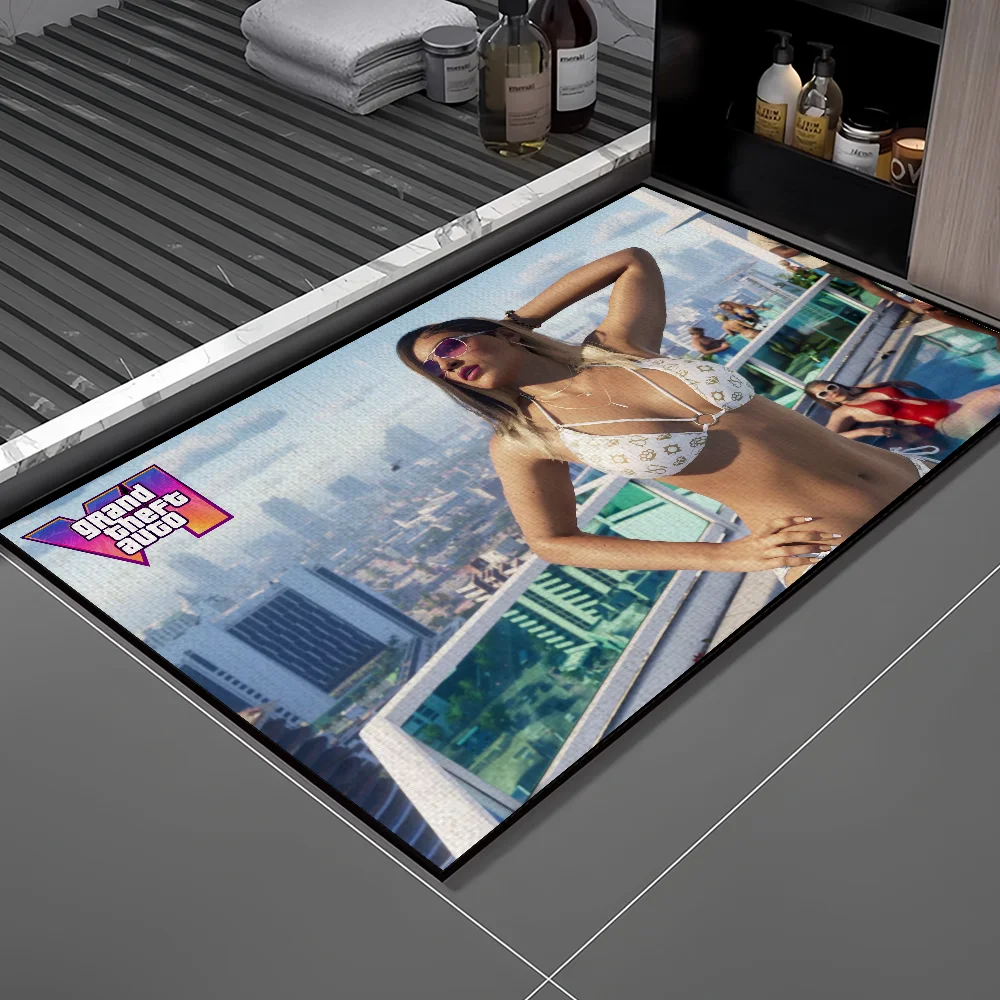 Door Mat For Bathroom GTA Grand Decoration Theft Auto Game Room Decor Doormat Carpet 6 Entrance Welcome Bath Kitchen Rug