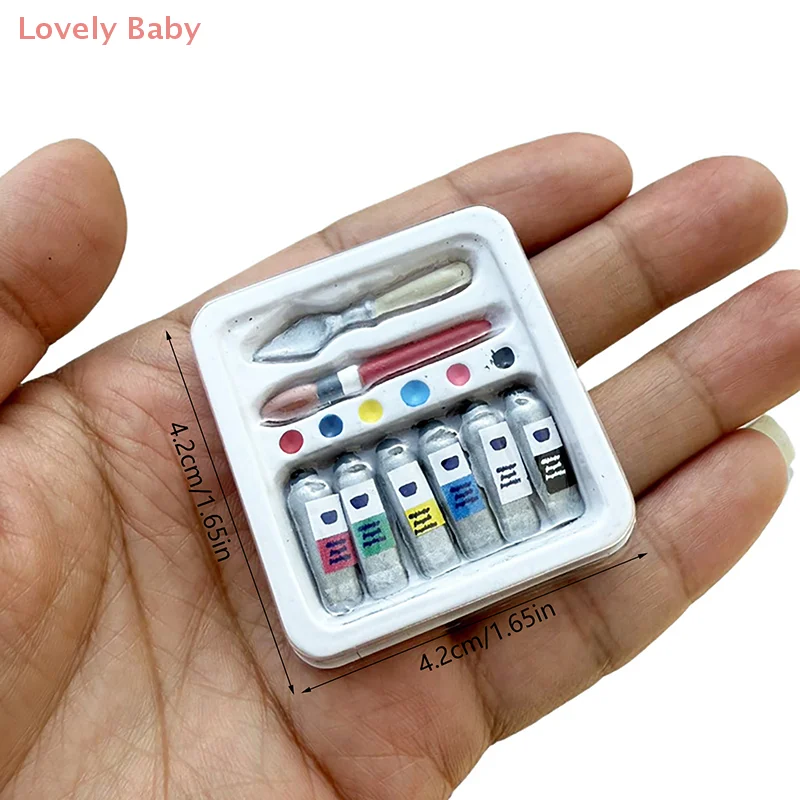 Miniature Dollhouse Watercolor Pencil Paint Box Pretend Toys DIY Simulated Scene Model Play House Lifelike Design Mini Paint Box