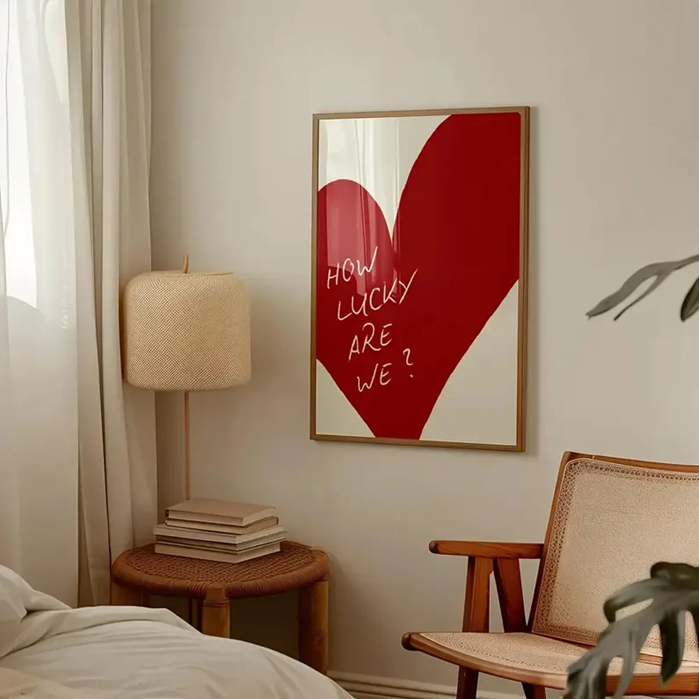Are We Poster Canvas Painting Modern Print Wall Art Bedroom Home Decor Valentine Gift 1 Piece Frameless Red Love Heart How Lucky