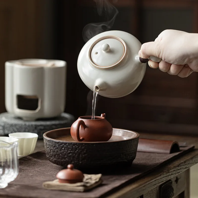 Soda Glazed Tea Warmer Holder Candle Heater Stove Kettle Stand Baked Milk Jar Carbon Furnace Teaset Accessories Ornaments Craft