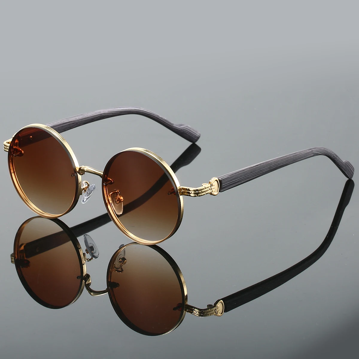 KAMMPT Vintage Round Sunglasses 2024 Fashion Classic Gradient Outdoor Shades Trendy Luxury Brand Designer Metal Rim Sun Glasses
