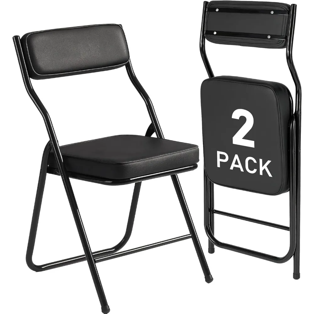 

2 Pack Padded Folding Chairs with Cushion, Foldable Dining Chair Set Portable Indoor Outdoor Stackable Folding Chairs with Steel