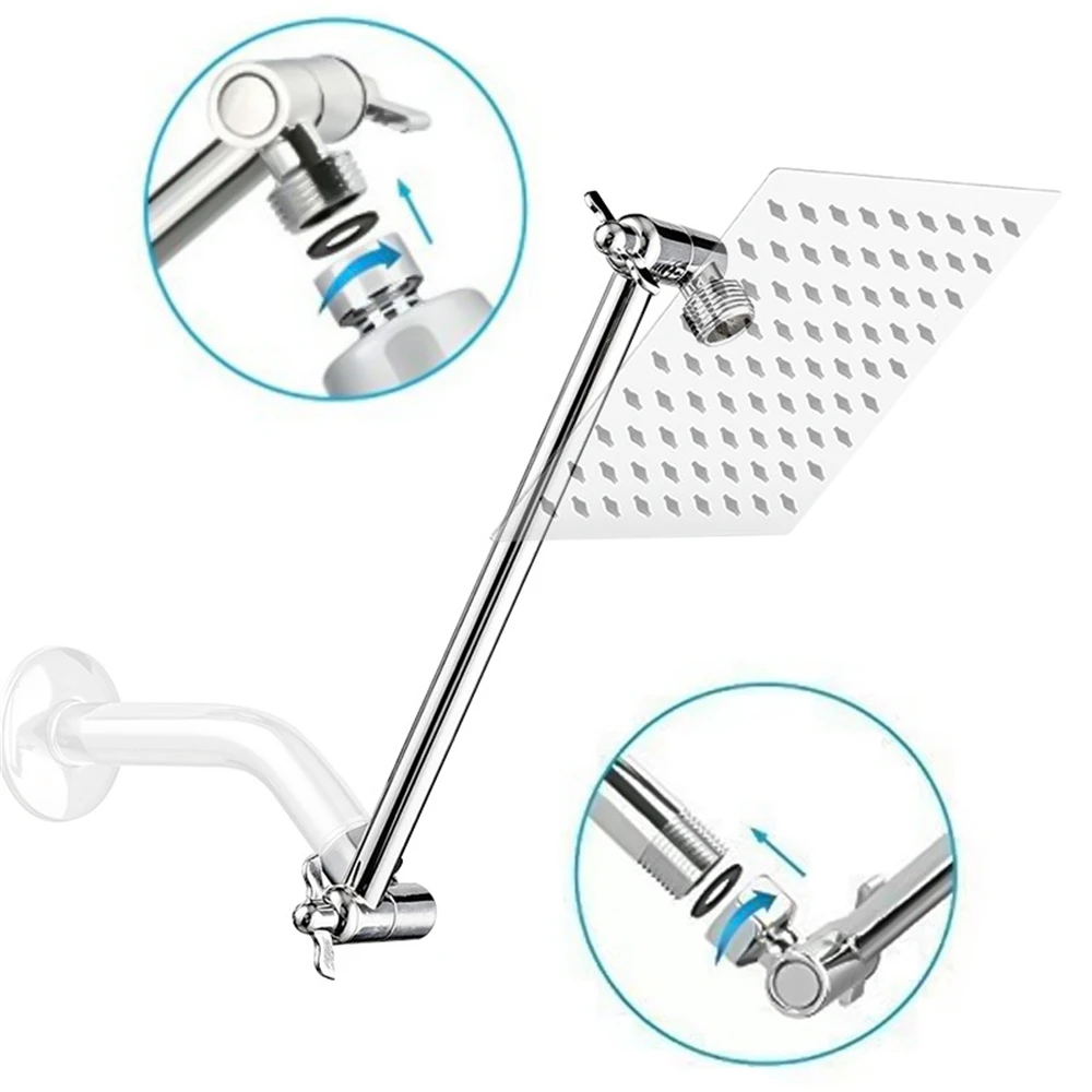 Shower Arm Support Shower Base Extension Rod Top Spray Connection Adjustable Stainless Steel Shower Arm Bracket Extension Rod