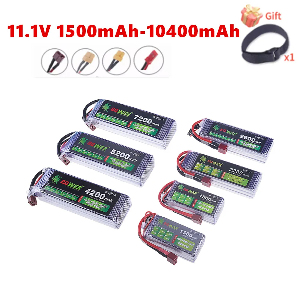 11.1V LiPo Battery 3S 1500mah 1800mAh 2200mah 3000mAh 3300mAh 7200mAh Deans T Connector XT60 For RC Car FPV Racing Drone