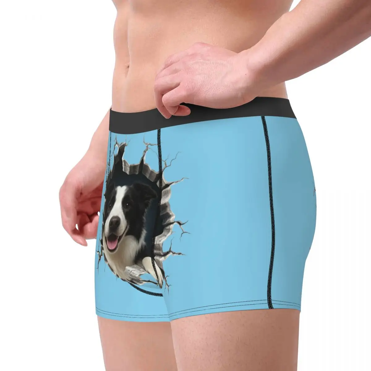 Breaking Through Border Collie Boxers calzoncillos elásticos para hombres amantes de los perros ropa interior regalo de boda del Día de San Valentín para el marido