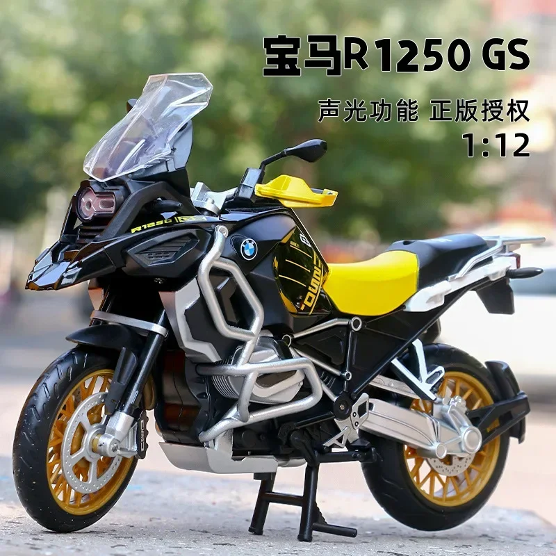 

1:12 R1250 GS Motorcycle Model High Simulation Diecast Metal Alloy Model Car Sound Light Collection Kids Toy Gifts M7Two-wheeler