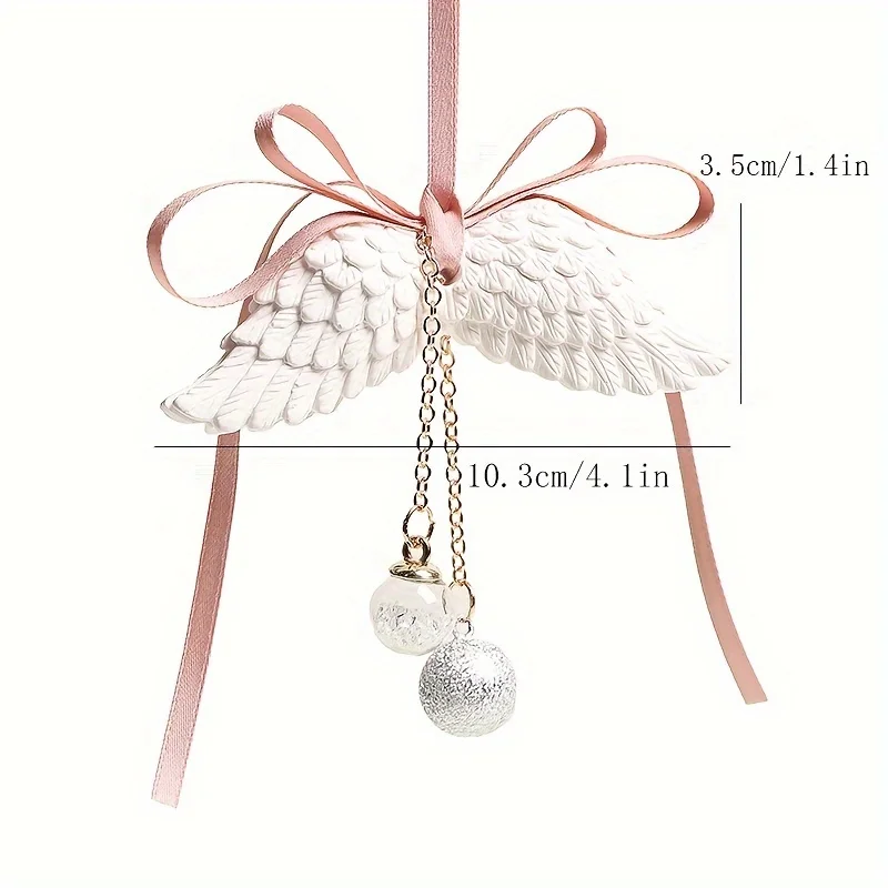 1Pc Angel Wings Car Pendant Water Sound Bell Car Women Pendant Plaster Pendant Rearview Mirror Hanging Ornament Car Interior Dec