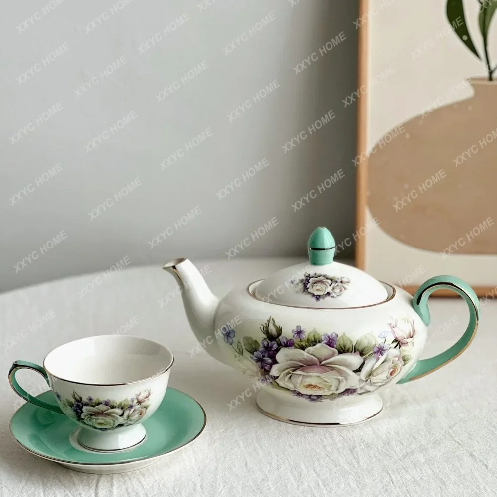 Unique Color Unique Design Fresh Mint Green Oval Flower Pot Cup and Saucer Set