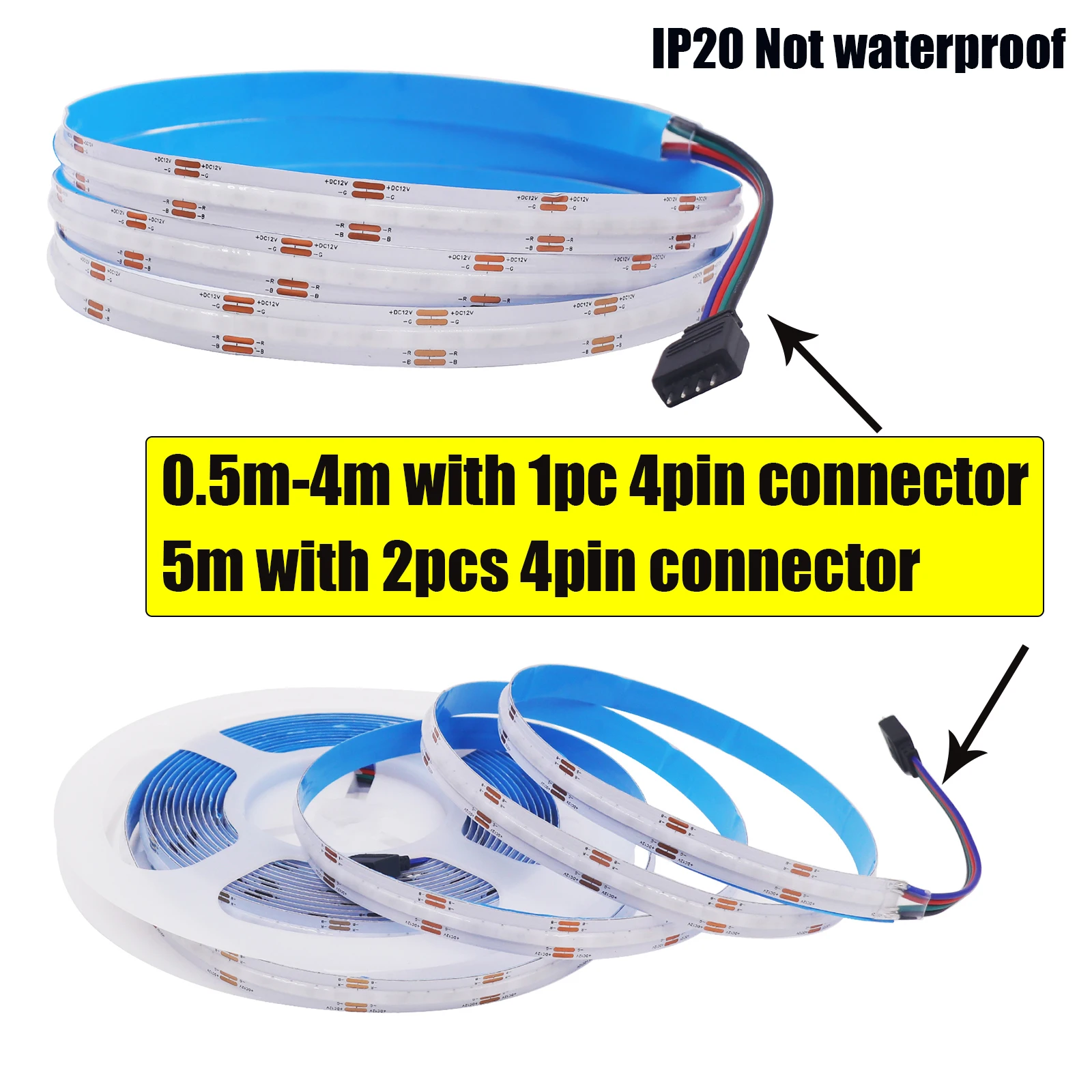 DC 12V 24V COB LED Strip 840 784LEDs/M RGB RGBW RGBWW RGBCCT High Bright Dotless Home Decor Led Tape Diode Flexible Ribbon Rope