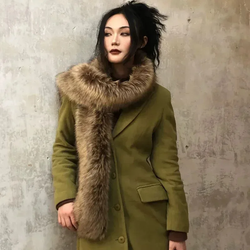 فو الثعلب الفراء وشاح النساء الرجال شتاء دافئ سميكة تطول طويل شال طوق الرقبة فستان كيب شالات الحفلات #3