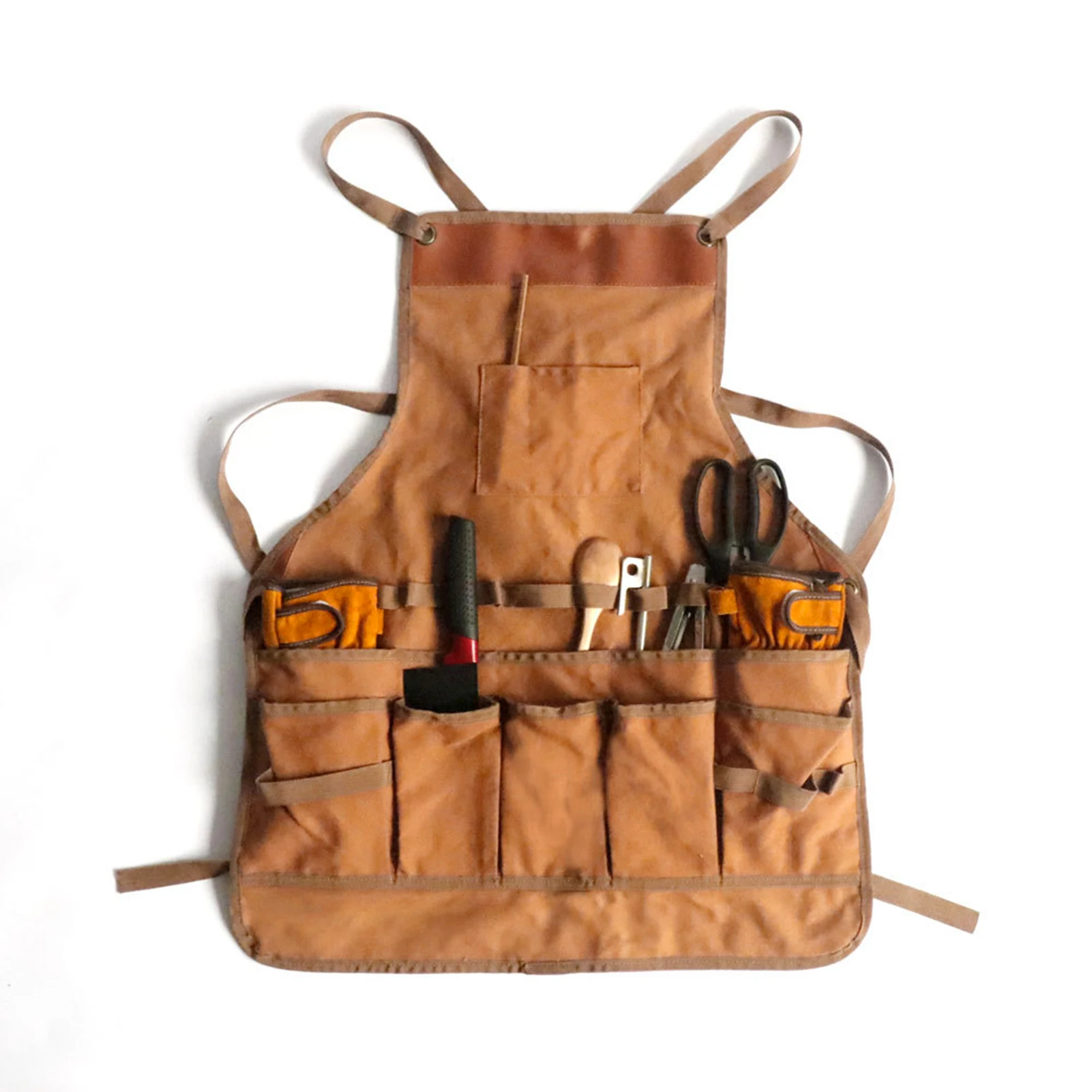 Heavy Duty Canvas Apron With Pockets Lightweight Men's Work Apron For Outdoor