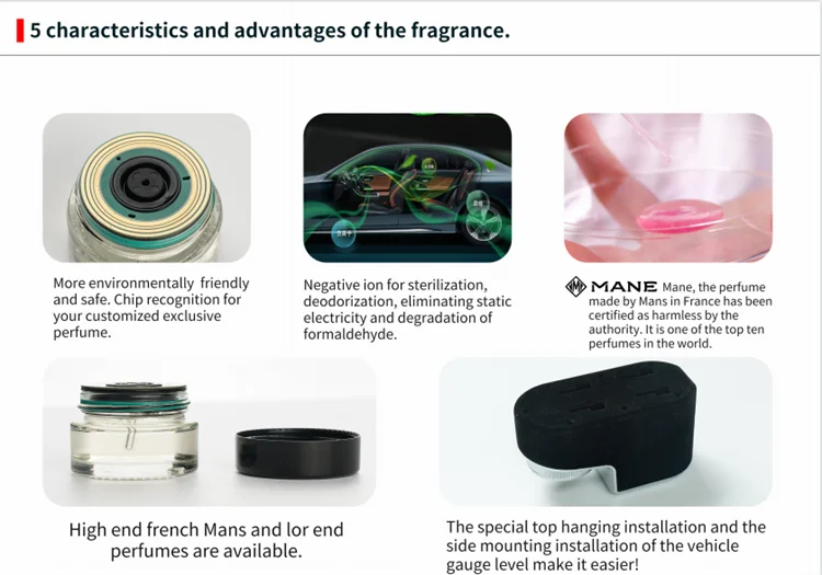 Auto opbergdoos parfum luchtverfrisser vent aroma geur negatief ionensysteem met sfeerlicht