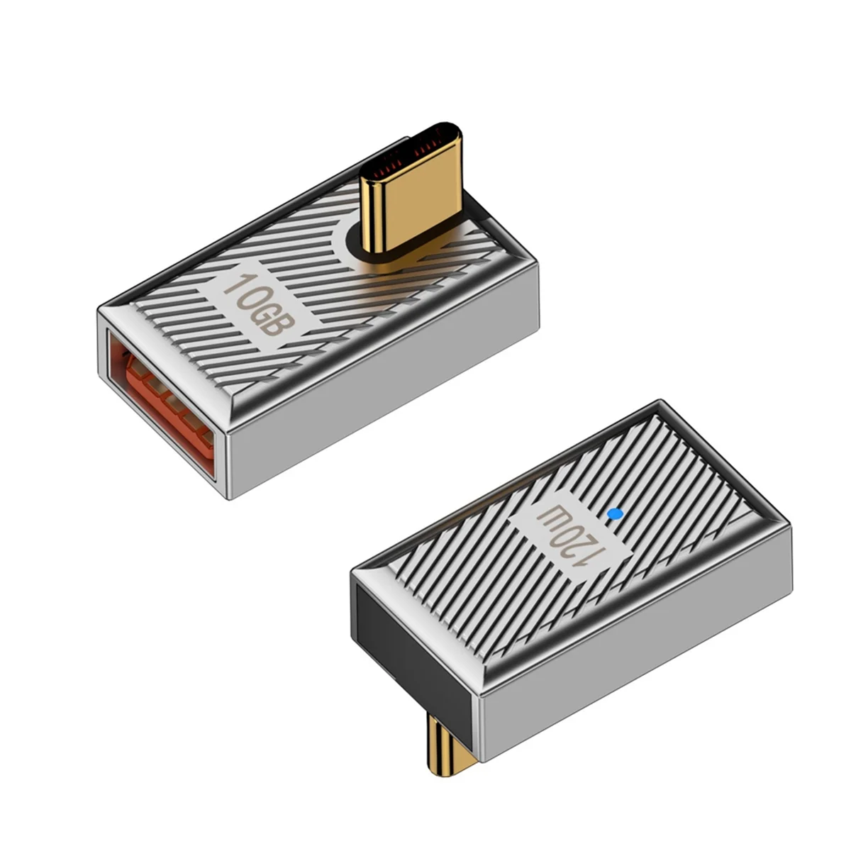 ROO 2Pcs 120W USB C to USB3.1 OTG 90° Adapter 10Gbps USBC Male to USB3.1 Female Right Angle Data Connector for Legion Go view 2