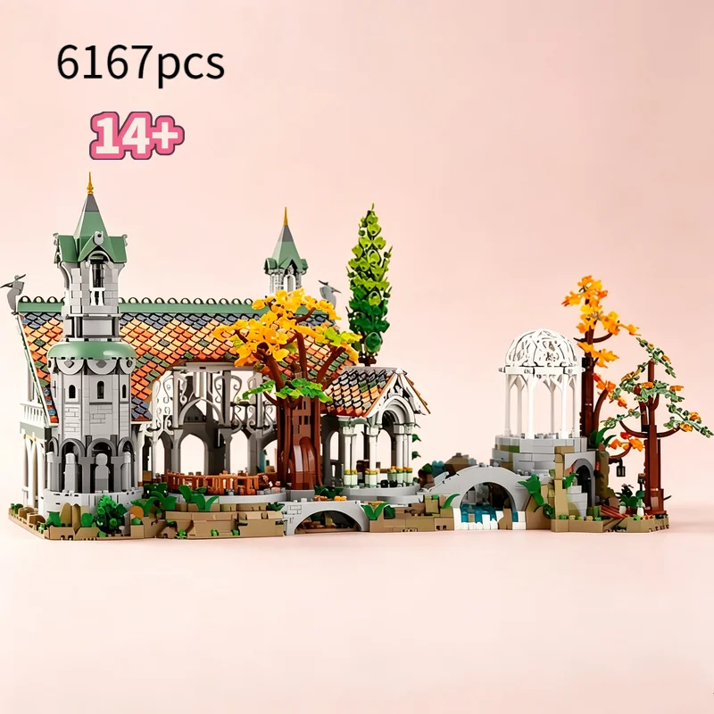 6167 pièces Blocs de construction modèle de manoir, thème Sanctuaire Elfique et Vallée Mystique ( Vue sur la rue), jouet, cadeaux pour les fêtes, anniversaires et festivals