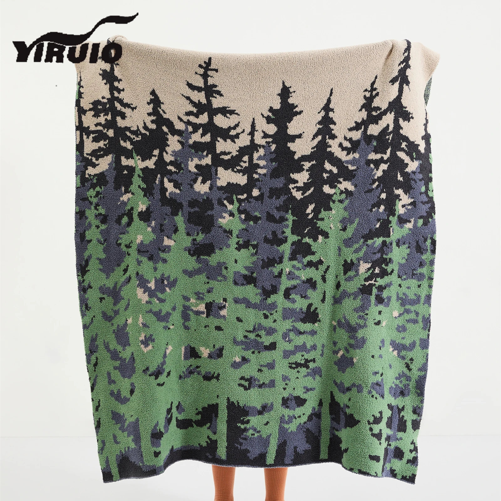 

YIRUIO Pastoral Forest Tree Pattern Blanket Throw Artistic Graceful Gradient Color Design Downy Soft Warm Autumn Winter Blankets