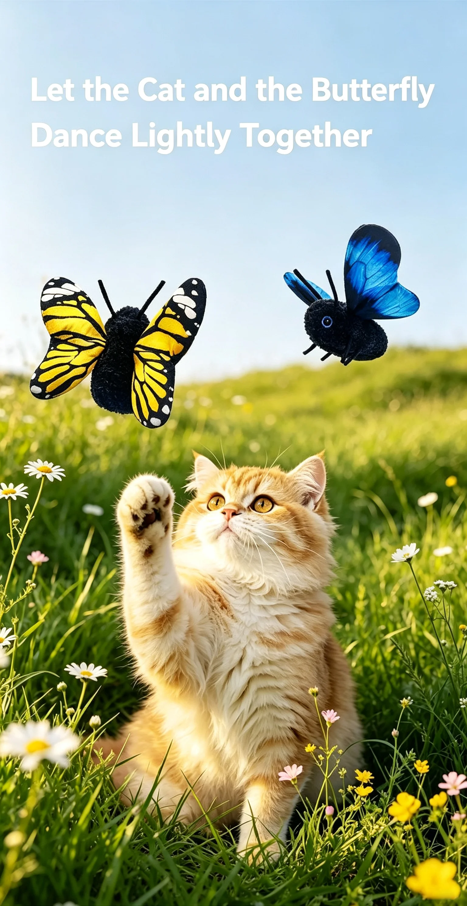 Simuliertes Schmetterlings-Insekten-Katzenspielzeug, automatische elektrische Katzenangel, selbstspielendes, langeweilelösendes, interaktives Haustierspielzeug für Kätzchen – Detail 2