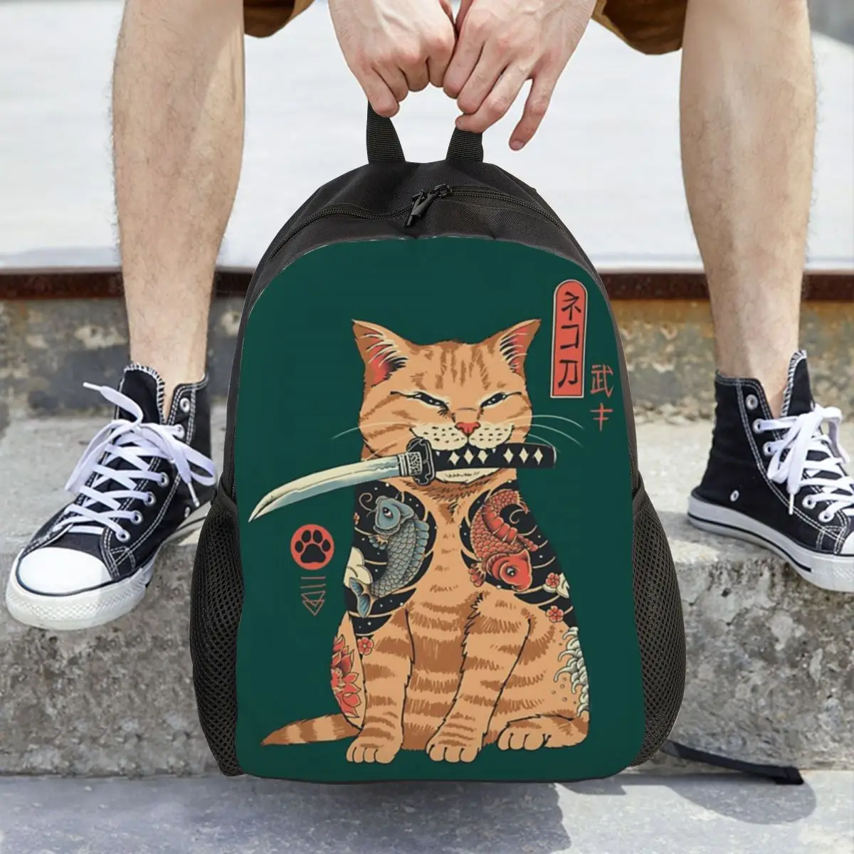 

Catana Cats Retro Samurai Yakuza Holder Backpack Hot Sale Daypack Boys Girls BookBag School Bag Shoulder Bags for Men Women