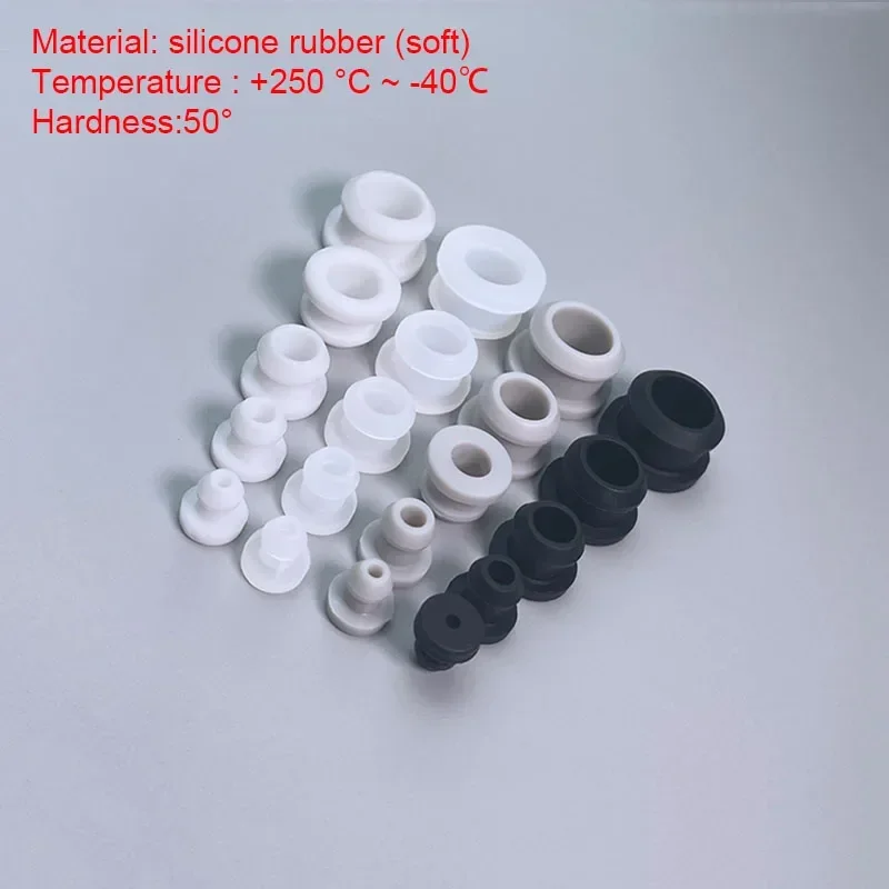 2pcs White Silicone Rubber Hole Caps 5.5-13.5mm T Type Plug Cover Snap Gasket Sealing Plug Waterproof Dust Sealing