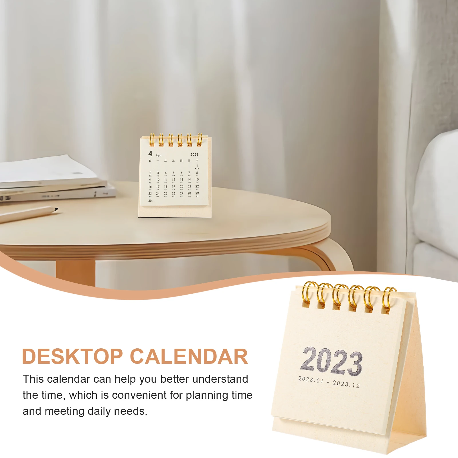 

Mini Desk Calendar Small Portable Daily Flip Standing Desktop Tabletop White Little Woman