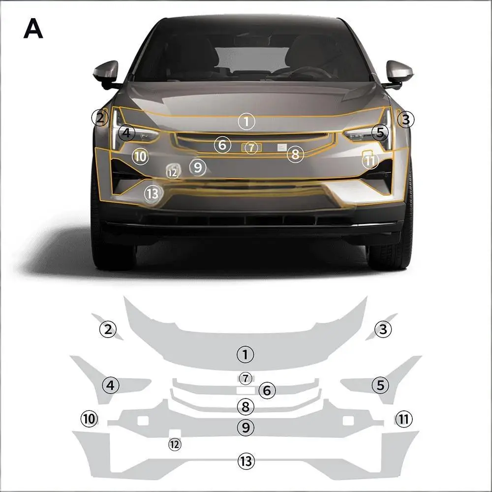 8.5Mil TPU Bumper Scratch-resistant Car Paint Protection Film For Polestar 3 2024-UP Car Body Transparent Bra Per-cut PPF Kit