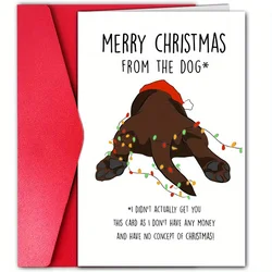 1pc, Happy Christmas Time Card, Merry Christmas Card, December Winter Christmas Greetings Card, Cute Dog Paw Christmas Card