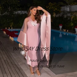 WHOSAY Strapless Ankle Length Prom Dresses with Beaded Overskirts Evening Gowns Saudi Arabia Women Wear Special Party Dress