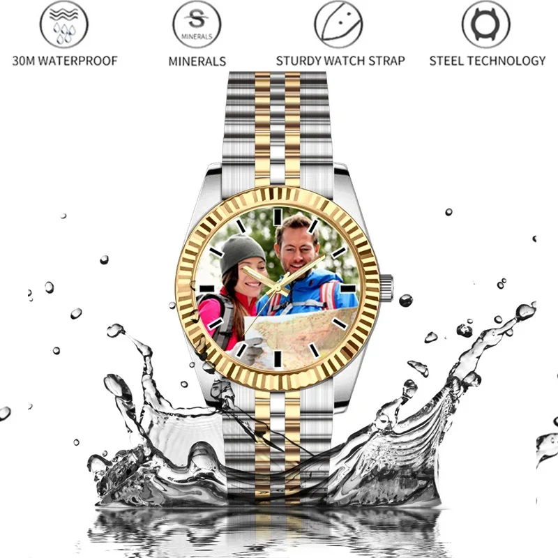 Logo Photo Design Unisex Men Women Quartz Watch Photo Print on Watch Dial DIY Clock Creative rlx Watch Unique Gift For Lovers