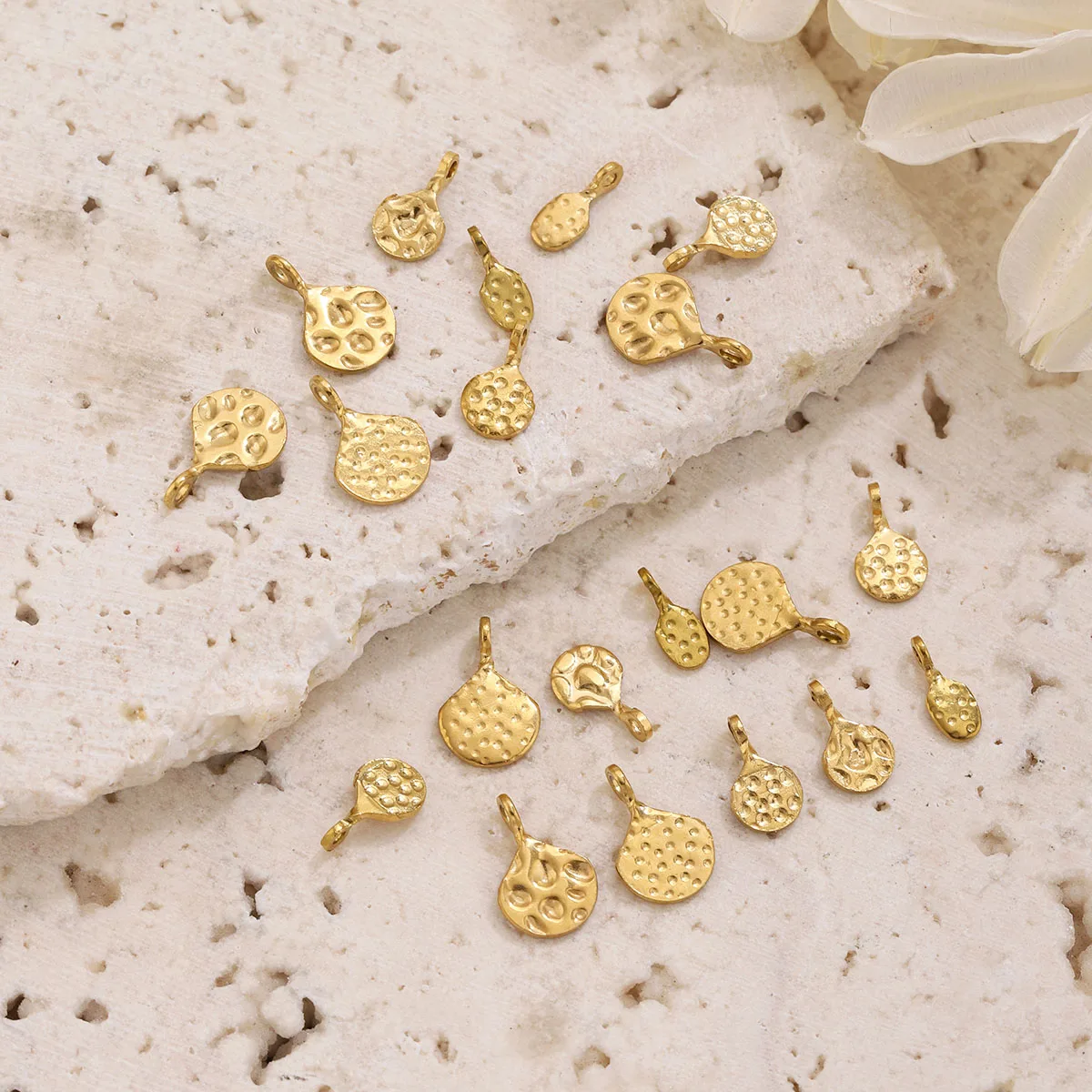 20Pcs Gold Plate Stainless Steel  Water Drop Oval Pendants DIY Necklace Bracelet Earrings Jewelry Making Supplies Accessories