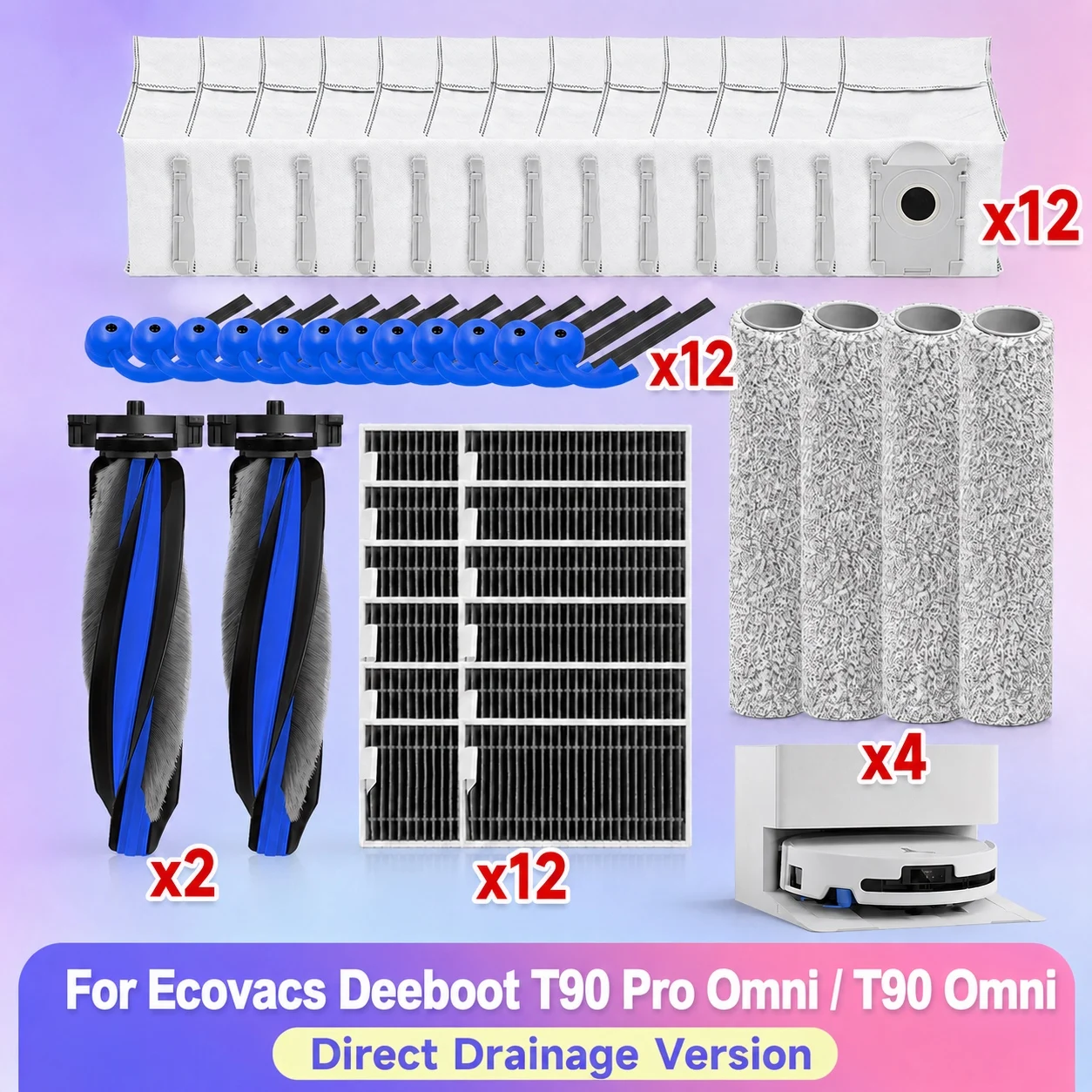 �y�Z�[�����z( Ecovacs Deeboot T90 Pro Omni / T90 Omni - ���ڔr���o�[�W���� ) �Ή� �|���@�p ���i �u���V �t�B���^�[ �_�X�g�o�b�O ���[���[ ���b�v �A�N�Z�T���[
