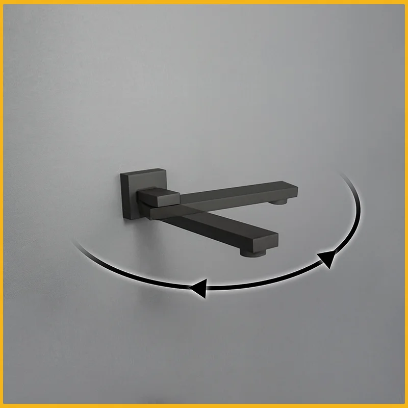 Imagem -04 - Torneira de Bacia de Latão de Parede Redondo e Quadrado Torneira de Banheira Giratória de Ouro Escovado Torneira de Lavatório de Banheiro em Casa Varanda