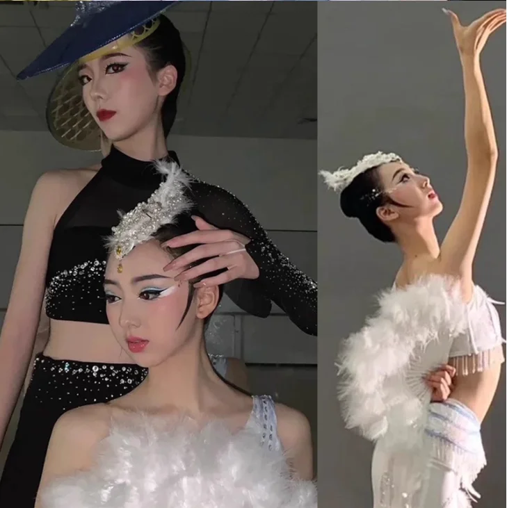 

White Swan Ballet Swan Lake White Feather Headwear Party Makeup Dance Stage Walk Hair Clip