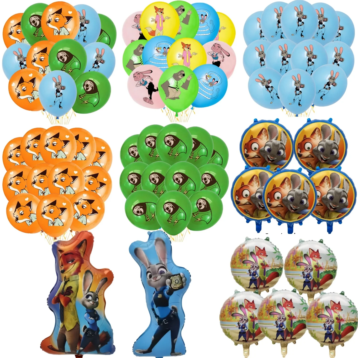 Ballons Zootopia Décoration de fête d'anniversaire Zootropolis ‌   Judy ballons de fête Nick ballon à hélium bébé douche enfant cadeaux de fête