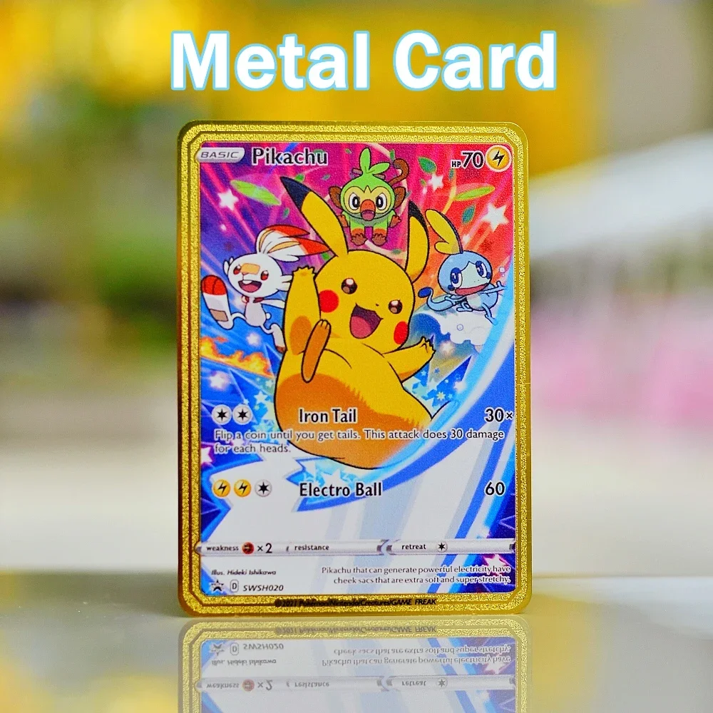 

Pokemon Cards Golden Pokémon Metal Card Tcg Gengar Vmax Umbreon Gx Pikachu Vstar Anime Board Games Playing Cards Kids Toys Gift