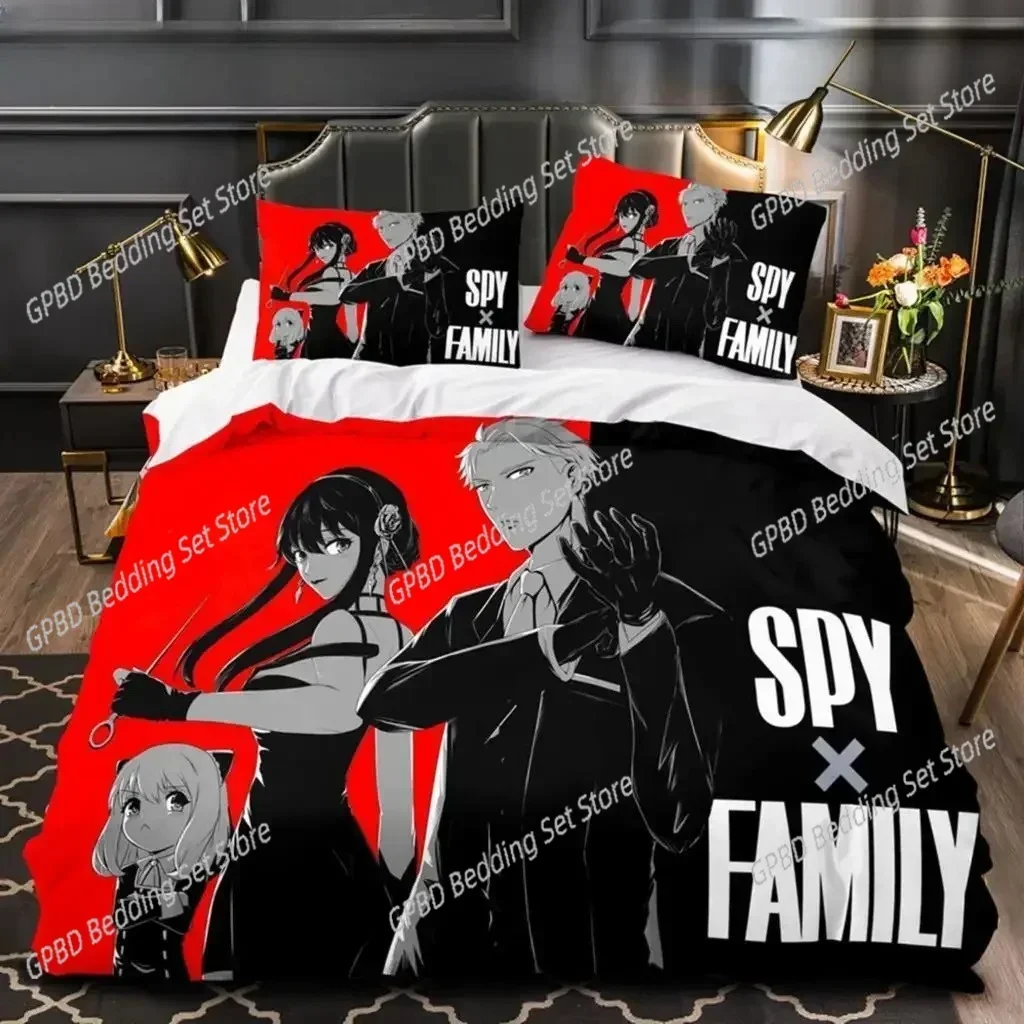 

3D Anime SPY×FAMILY Anya Forger Bedding Set Single Twin Double Queen King Cal King Size Bed Linen Set