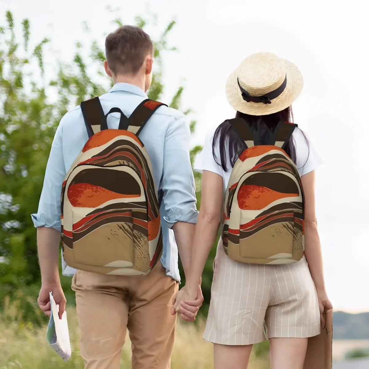 

Boho Sunset Over Fantasy Desert Warm Earthtones Abstract Backpack Student BookBag Children School Bag Computer Shoulder Bags