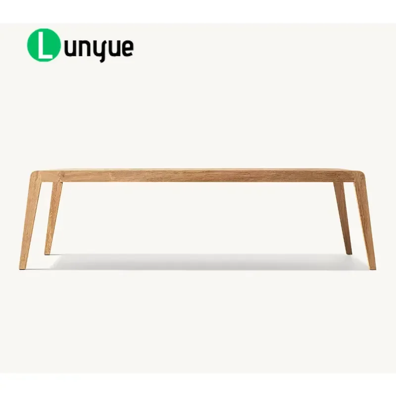 Modern Teak Outdoor Dining Table Set Solid Wood Rectangle Garden Furniture for Hotel Cafe Patio Durable Weather Resistant