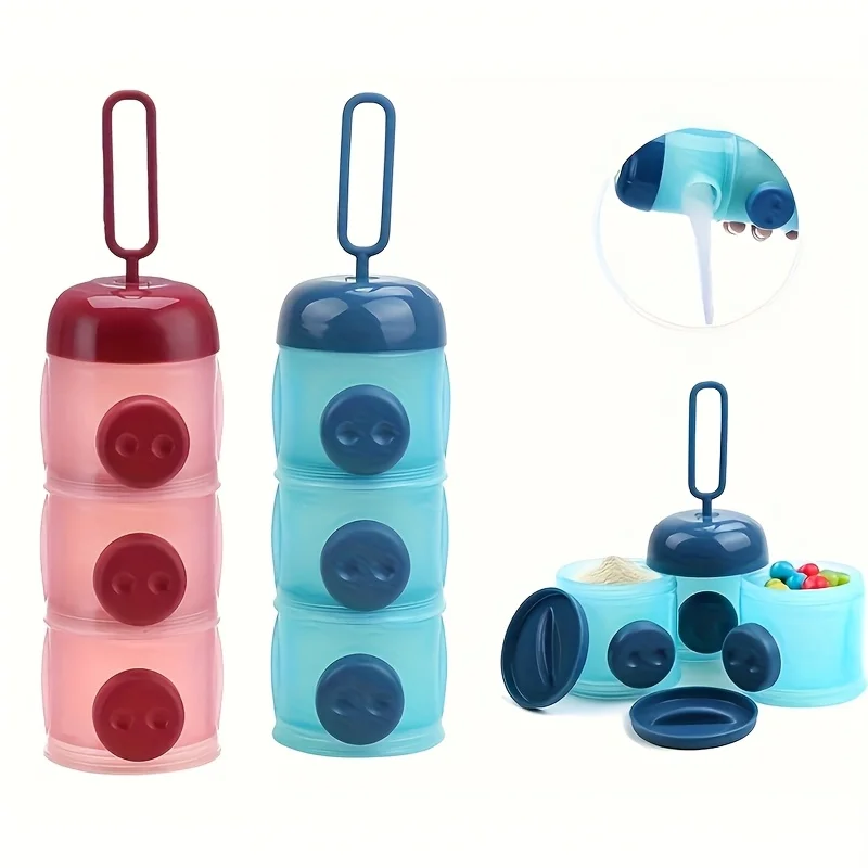 صندوق تخزين مكون من 3 طبقات، مقصورات مسحوق الحليب ذات الطبقات المستقلة، صندوق تخزين المواد الغذائية، حاوية أغذية الأطفال مناسبة للسفر #5