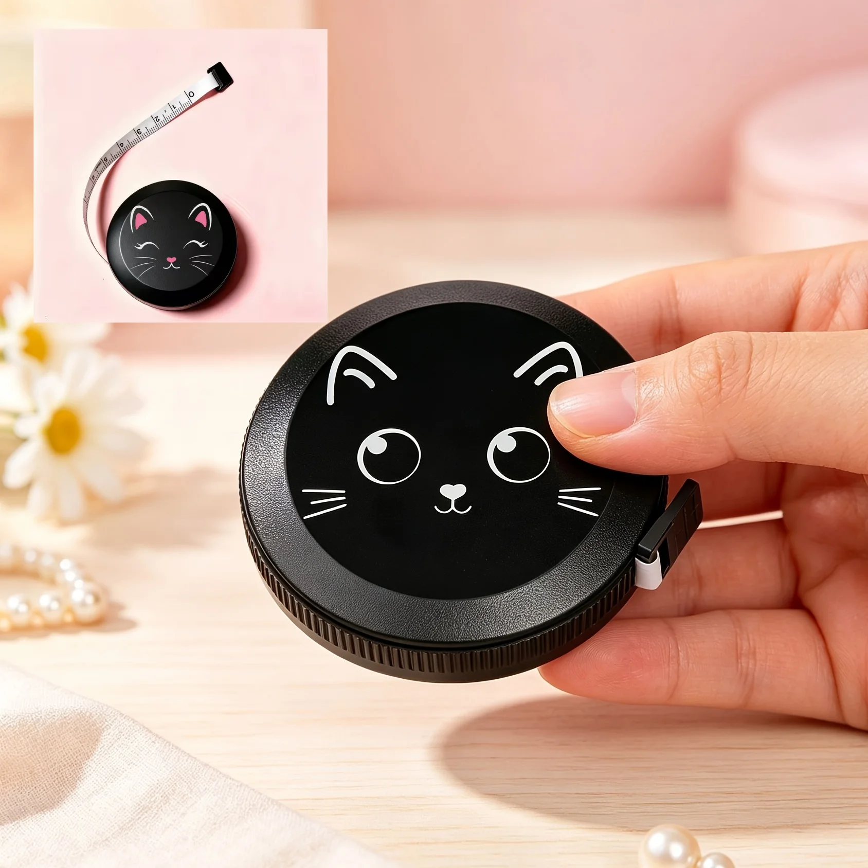 4/2 Pieces, Random Styles, Cute Cat Mini Retractable Tape Measure, Double-Sided Metric and Imperial System, Soft Sewing Tape Measure, Halloween and Christmas Gifts