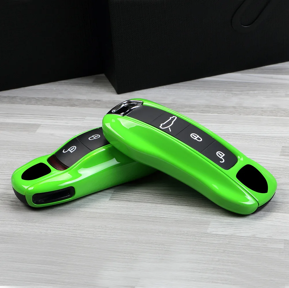 

Lizards Green Plastic Car Key Case Cover Shell Holder Suitable for Porsche Cayenne Macan 911 Panamera Taycan