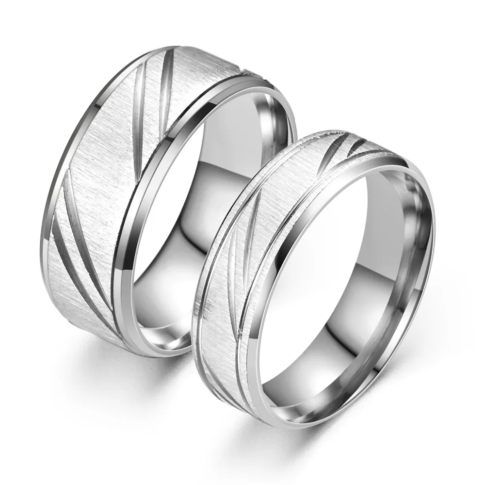 

New Hot Selling Classic Fashion Stainless Steel Slash Couple Rings For Women Men Jewelry Accessories Wholesale Size 7-12