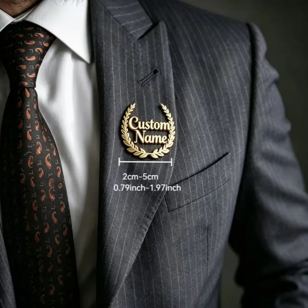 Custom Name Brooch Gold Stainless Steel Personalized Cursive Name Pin Christmas Party Suit Lapel Badge Customized Gift for Women