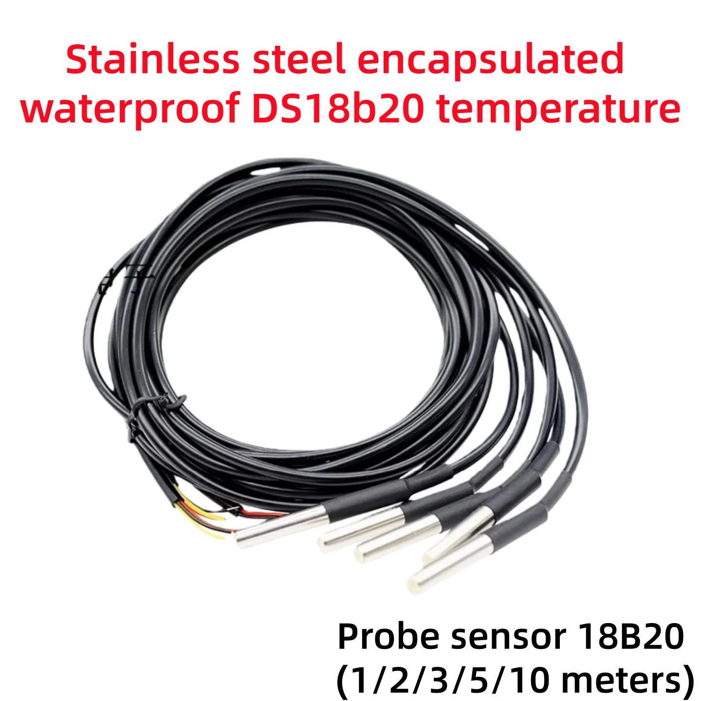 8-1pcs，1PCS DS18B20 Waterproof Thread Temperature Probe Temperature Sensor Stainless Steel Package 1/2/3/5/10Meter For Arduino